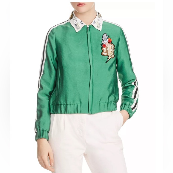 Maje Jackets & Blazers - MAJE Cropped Block Embellished-Collar Jacket